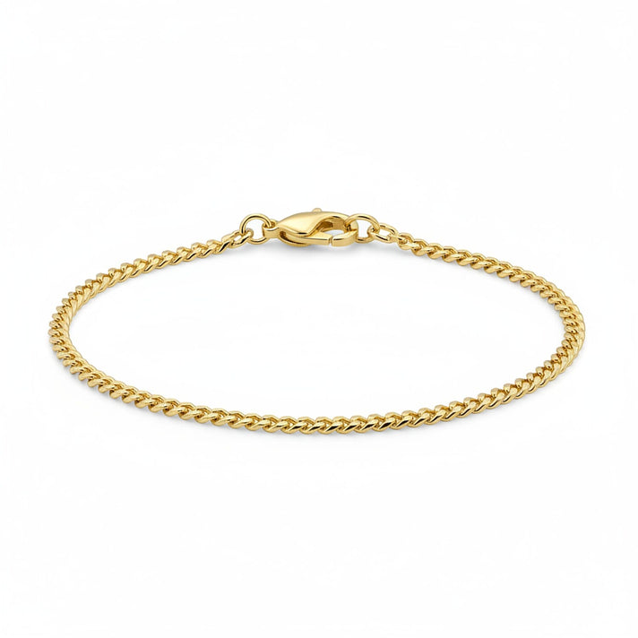 9K Yellow Gold 3.1MM Flat Curb Bracelet with Lobster Clasp 8.5 Inch 8416863 1
