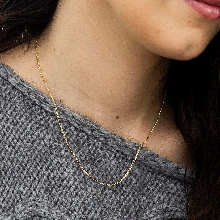 9K Yellow Gold Flat Curb Chain 16 Inch 7190382 2