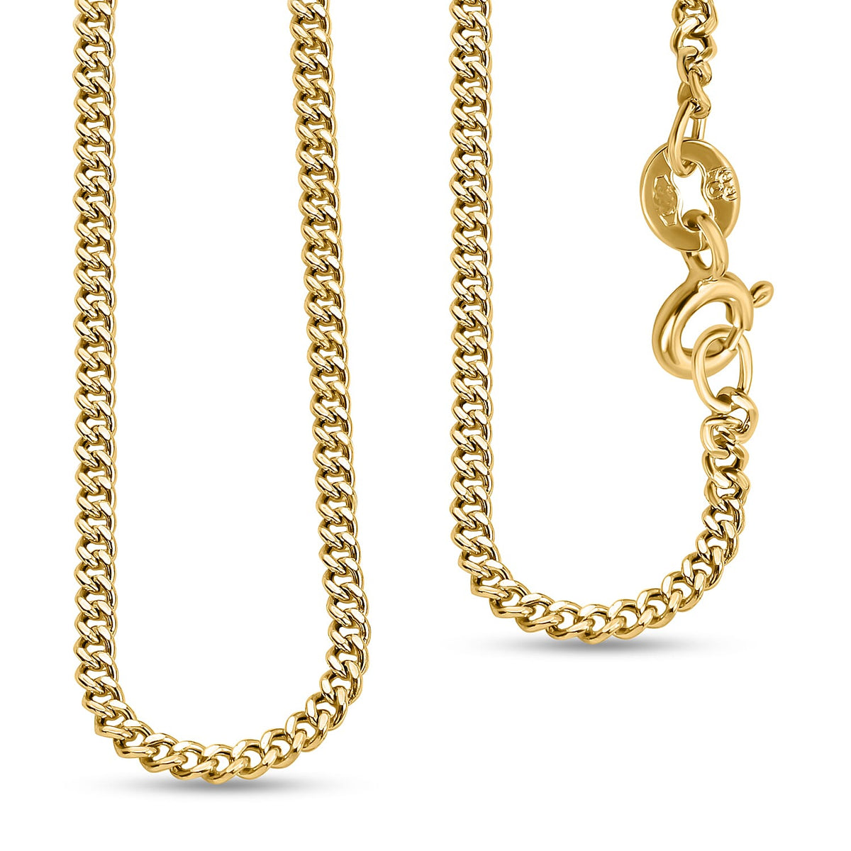 9K Yellow Gold Flat Curb Chain 18 Inch 7190360 0