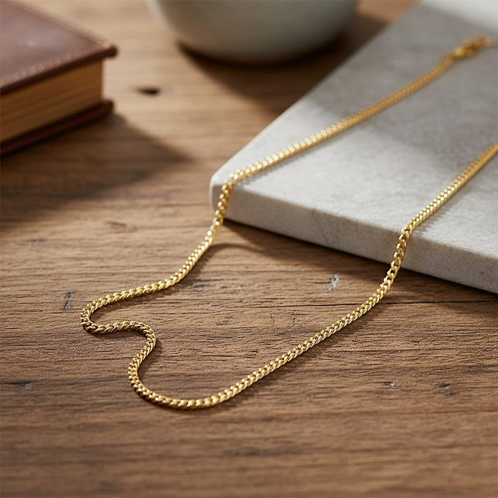 9K Yellow Gold 4MM Flat Curb Chain with Lobster Clasp 16 Inch 5.78g 8416826 2