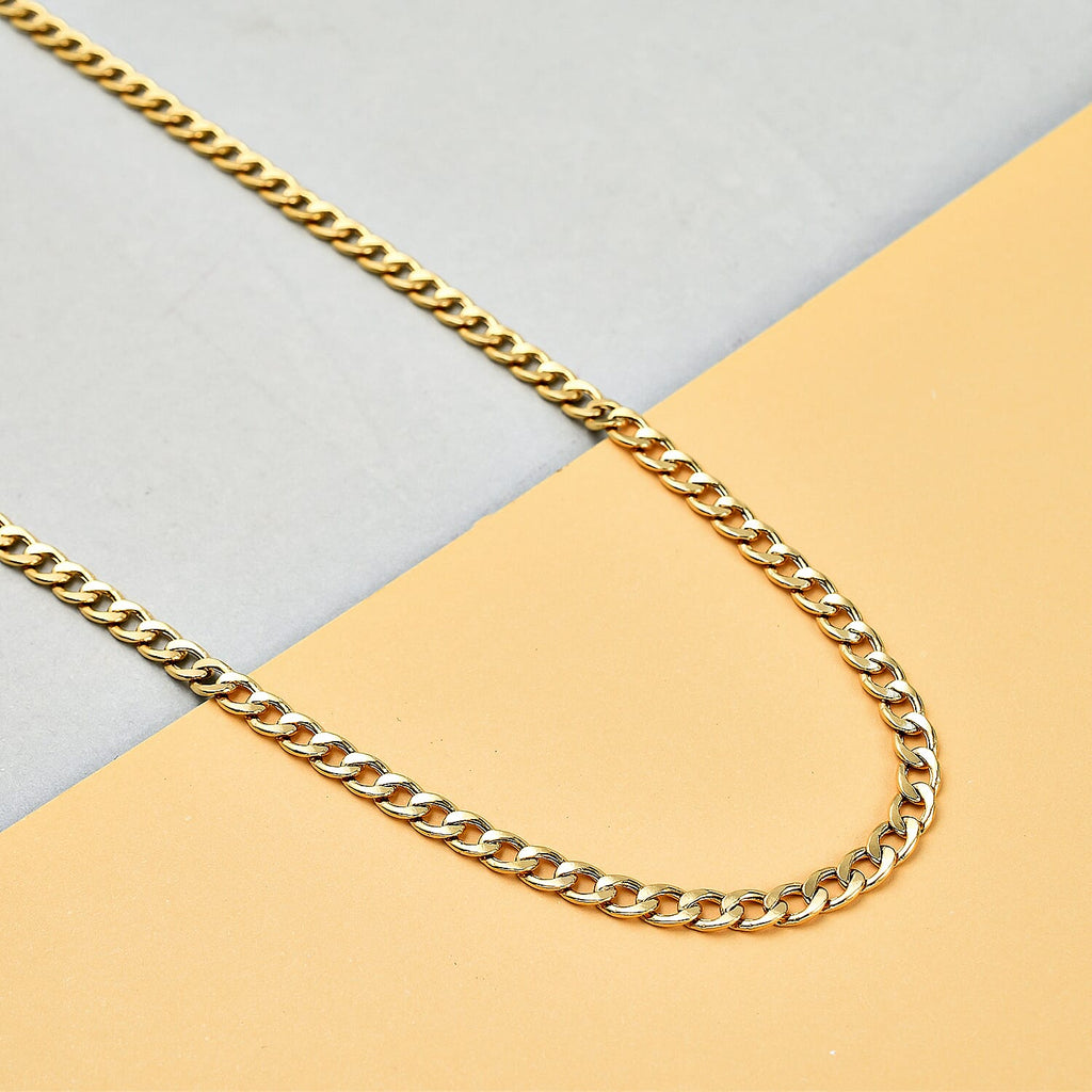 Hatton Garden Close Out Deal - 9K Yellow Gold Flat Curb Chain (Size - 18)