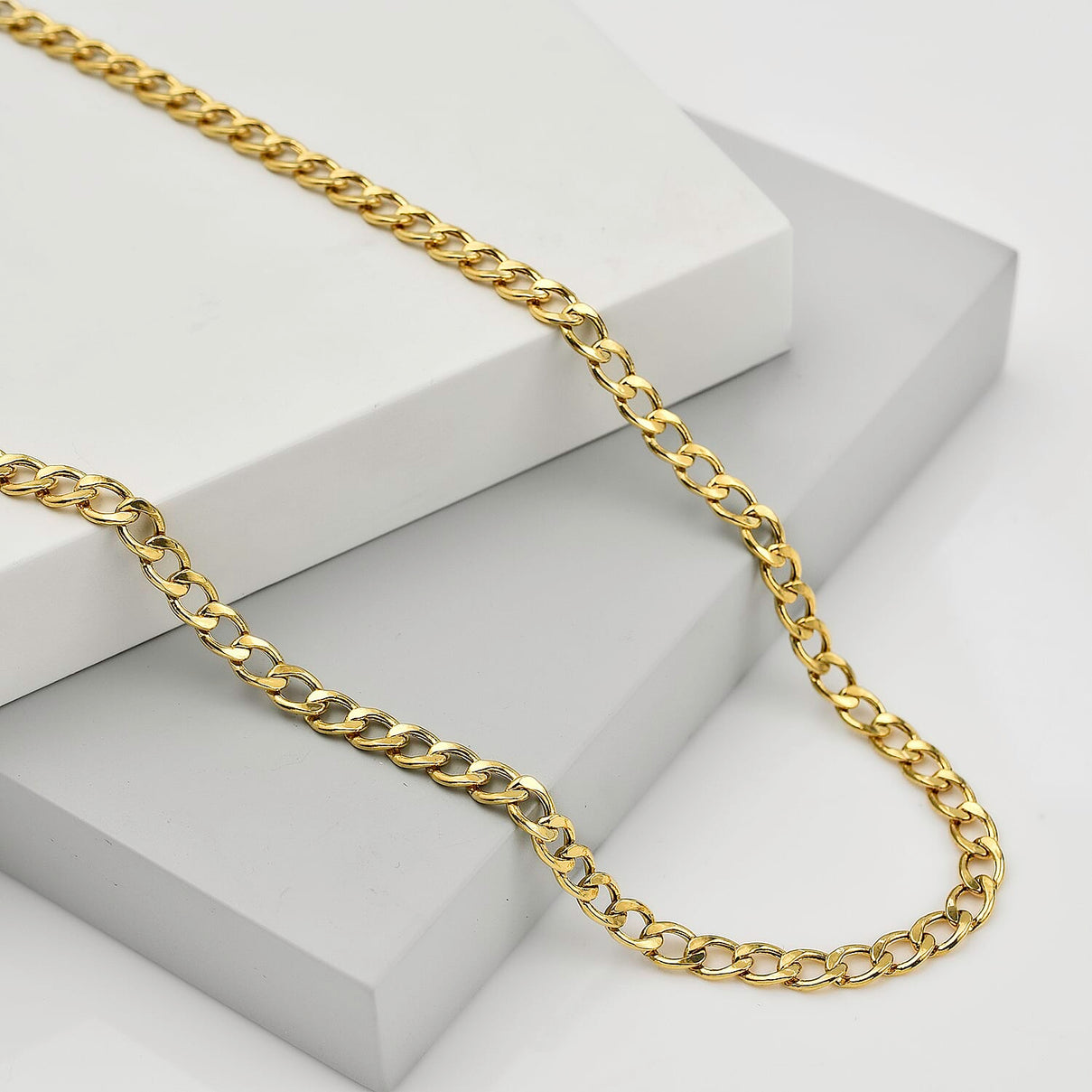 9K Yellow Gold Flat Curb Chain (Size - 18), Gold Wt. 3.8 Gms 7751586 3