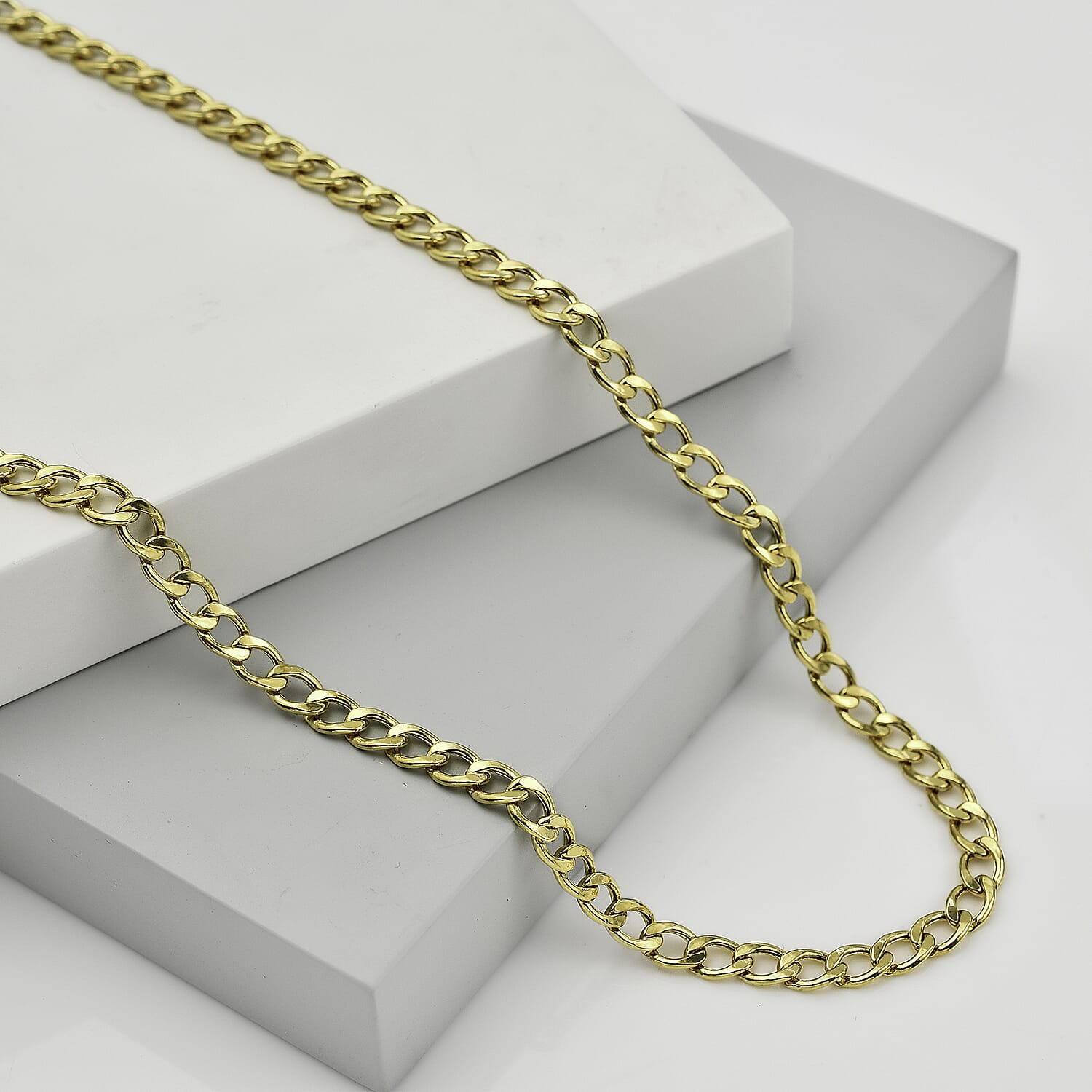 9K Yellow Gold Flat Curb Chain (Size - 18), Gold Wt. 3.8 Gms 7751586 3