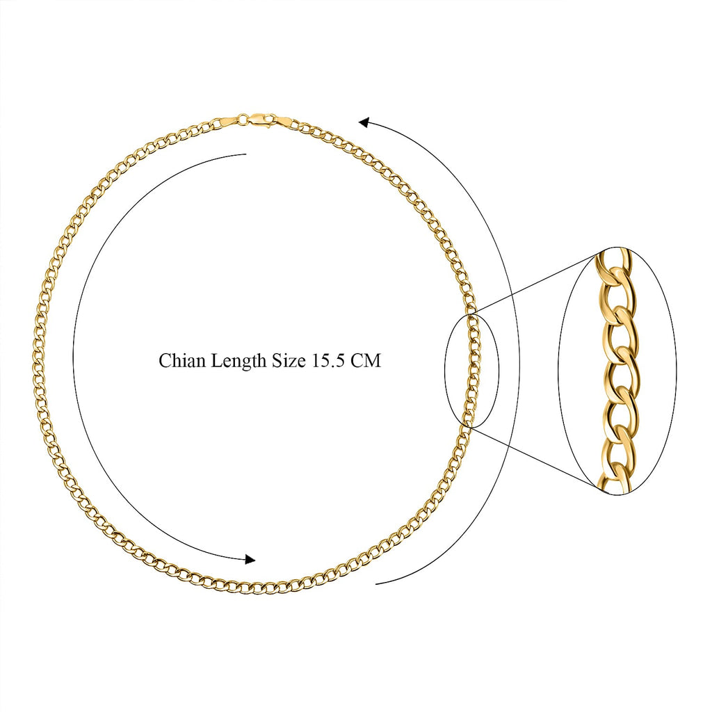 9K Yellow Gold Flat Curb Chain (Size - 18), Gold Wt. 3.8 Gms