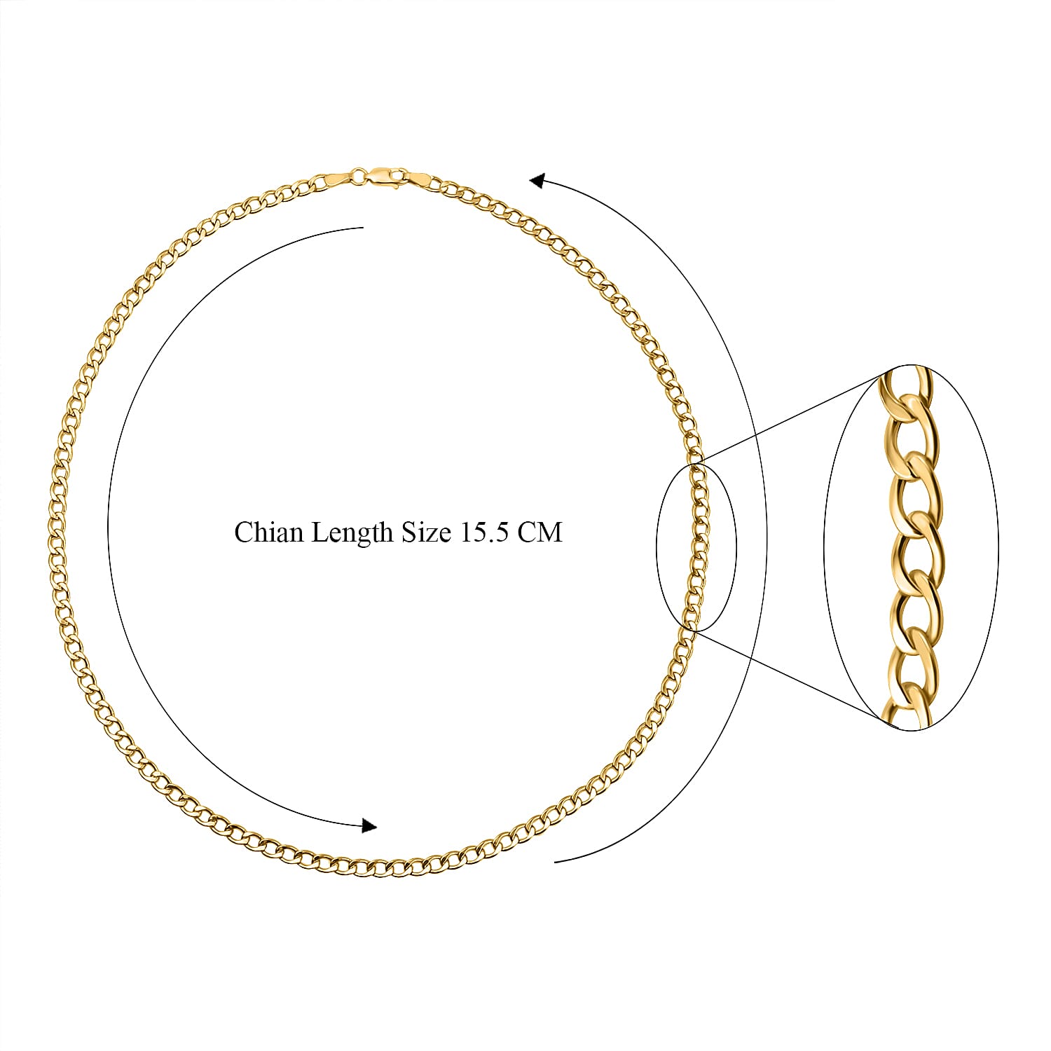9K Yellow Gold Flat Curb Chain (Size - 18), Gold Wt. 3.8 Gms 7751586 7