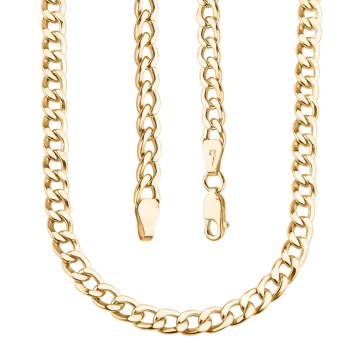 9K Yellow Gold 4.6MM Flat Curb Chain with Lobster Clasp 24 Inch 11.68g 8416657 3