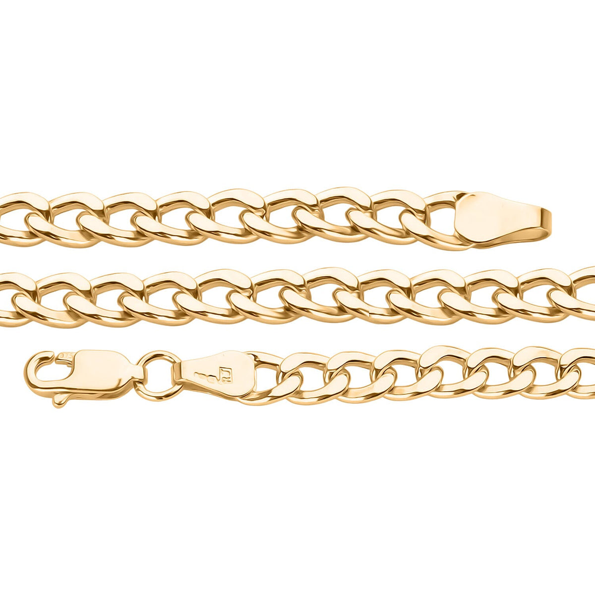 9K Yellow Gold 4.6MM Flat Curb Chain with Lobster Clasp 24 Inch 11.68g 8416657 4