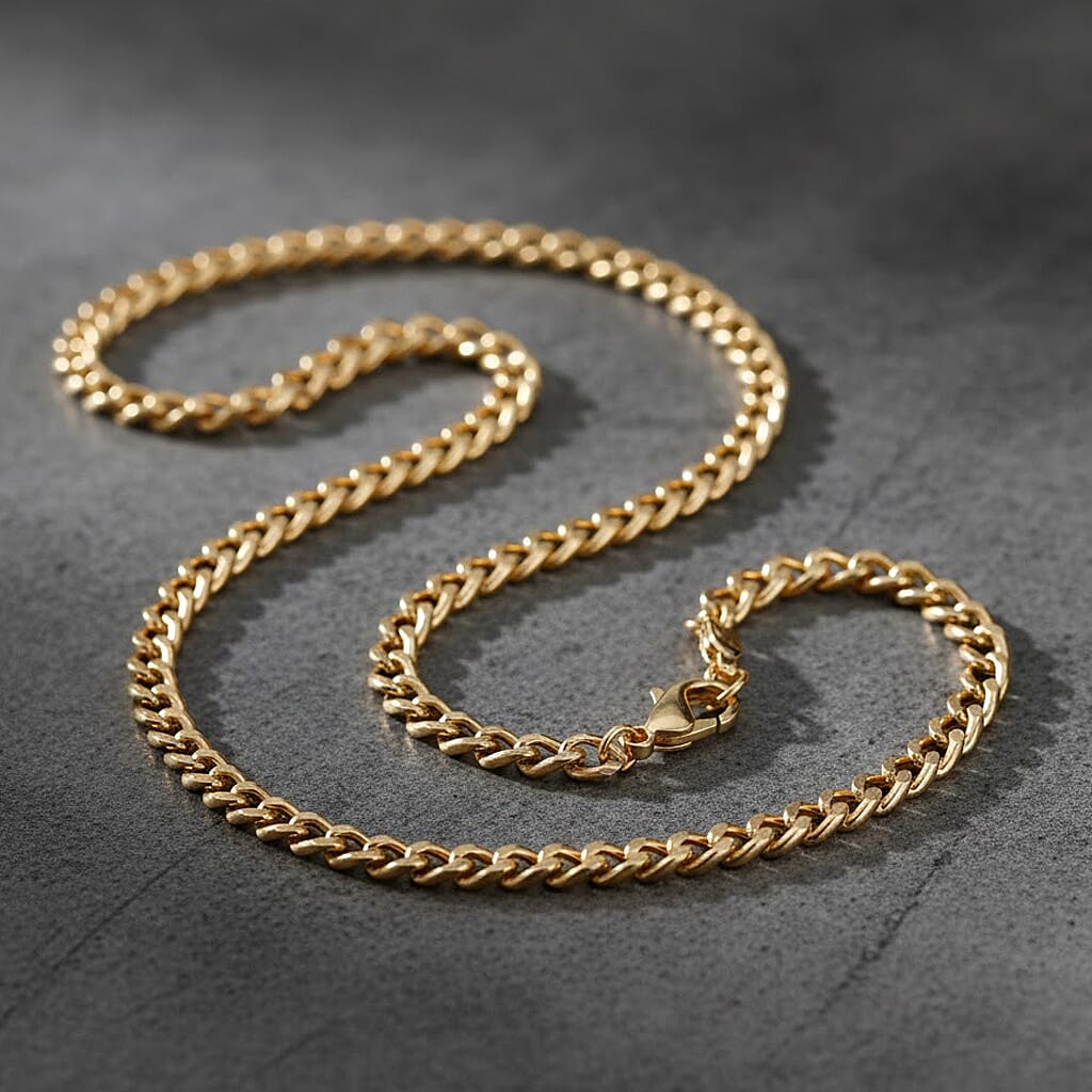 9K Yellow Gold 5.5MM Flat Curb Chain with Lobster Clasp 24 Inch 8416678 1