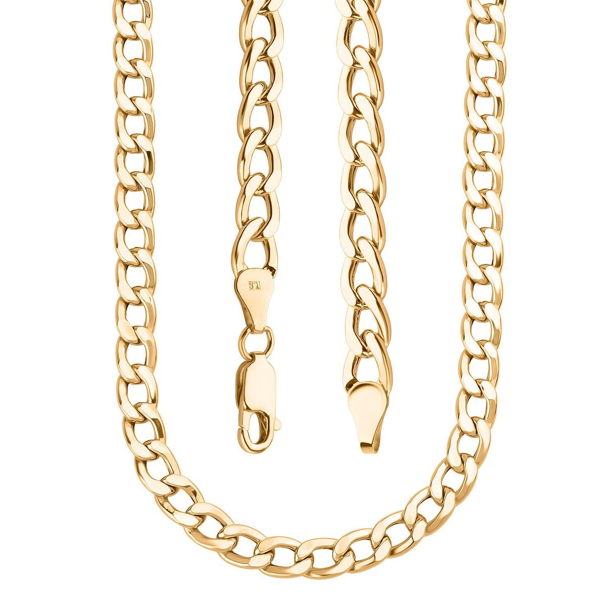 9K Yellow Gold 5.5MM Flat Curb Chain with Lobster Clasp 24 Inch 8416678 3