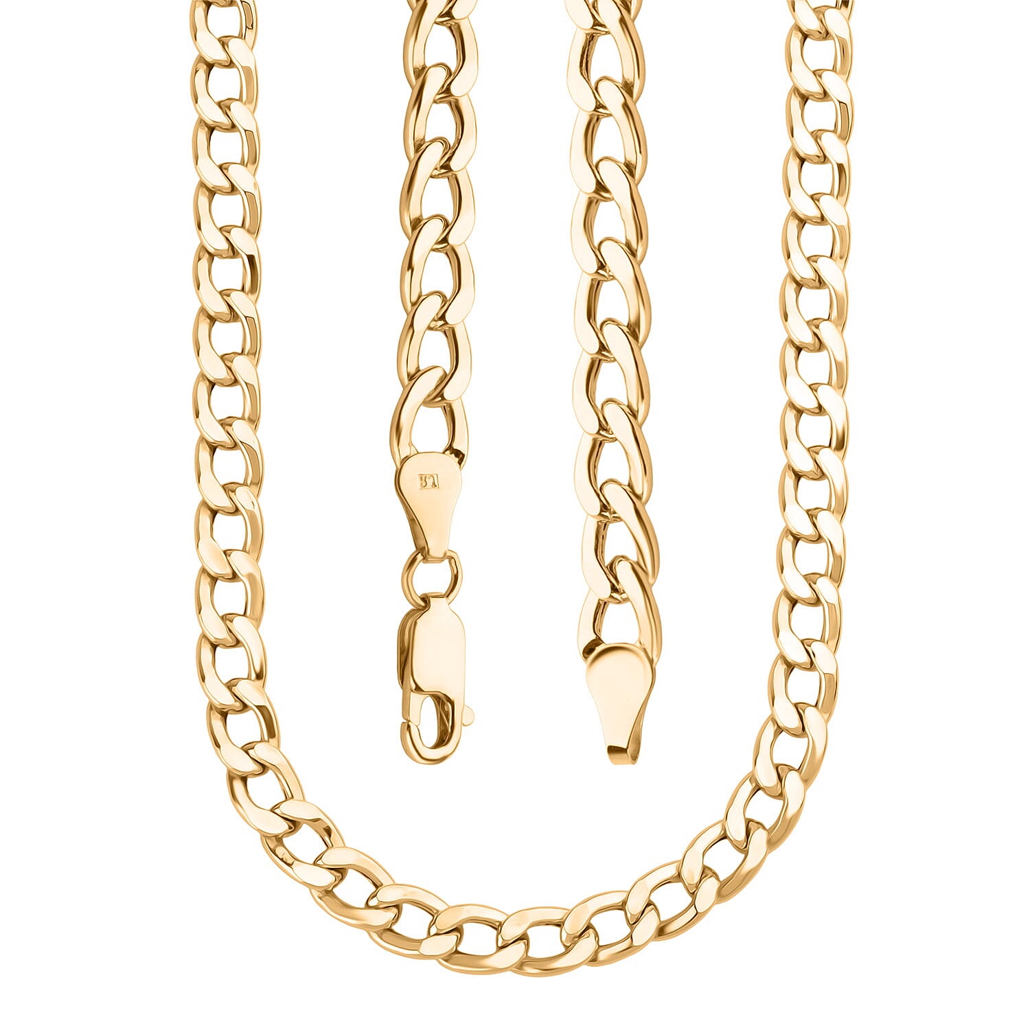 9K Yellow Gold 5.5MM Flat Curb Chain with Lobster Clasp 24 Inch 8416678 3