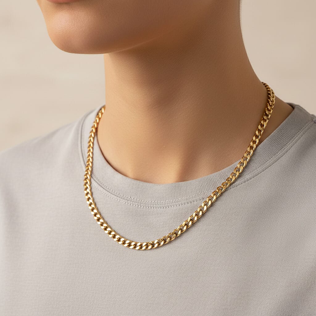 9K Yellow Gold 4.6MM Flat Curb Necklace with Lobster Clasp 22 Inch 10.6g 8416655 2