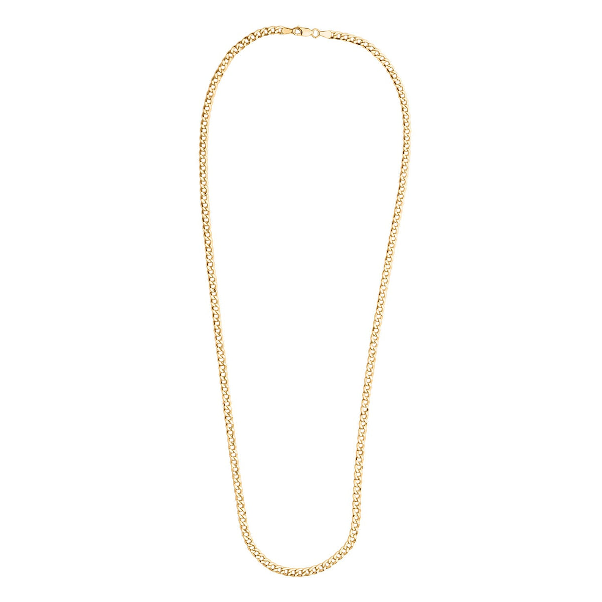 9K Yellow Gold 4MM Flat Curb Necklace with Lobster Clasp 24 Inch 8.54g 8416855 0