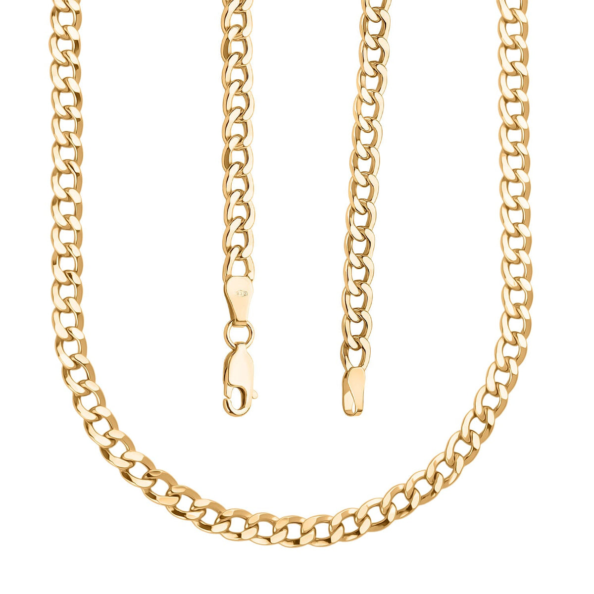 9K Yellow Gold 4MM Flat Curb Necklace with Lobster Clasp 24 Inch 8.54g 8416855 4