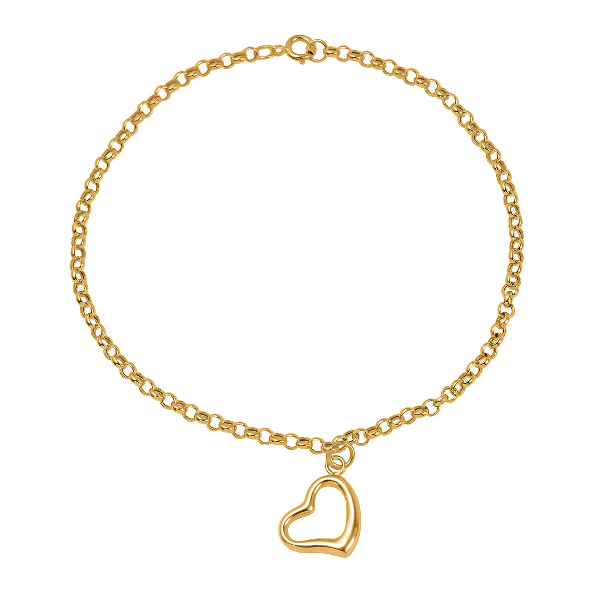 Hatton Garden Closeout - 9K Yellow Gold Floating Open Heart Charm Bracelet (Size - 7.25) 7670218 0