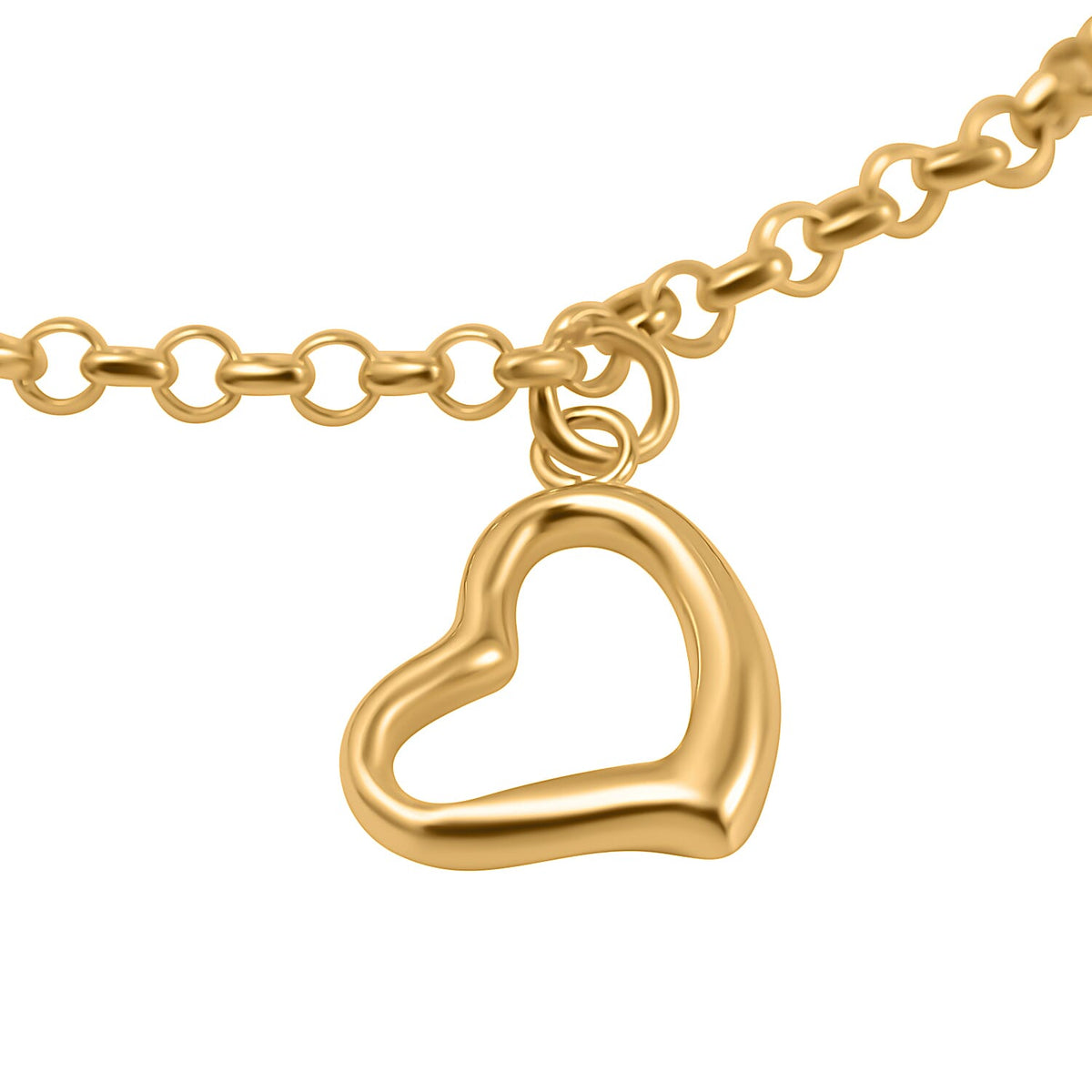 Hatton Garden Closeout - 9K Yellow Gold Floating Open Heart Charm Bracelet (Size - 7.25) 7670218 2