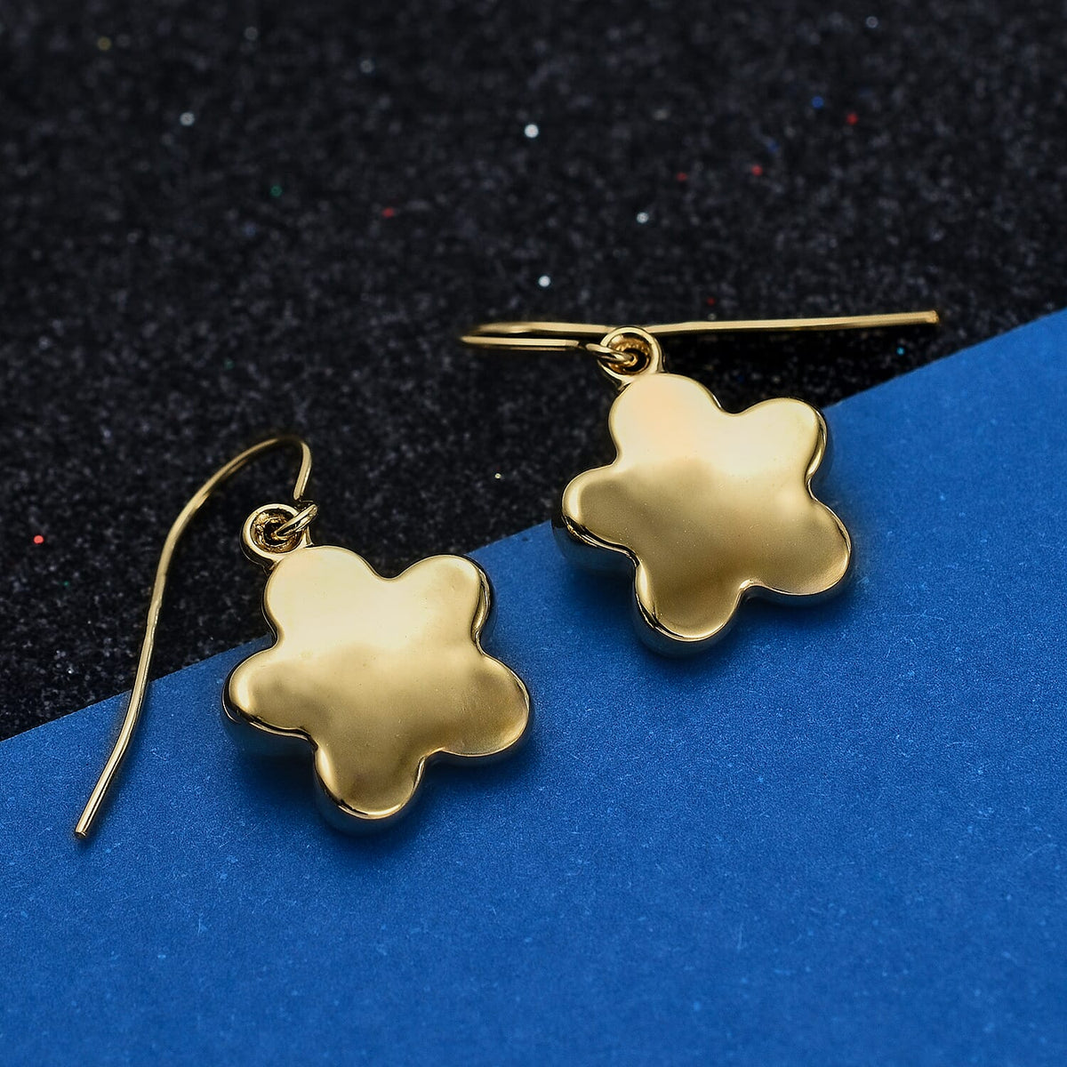 9K Yellow Gold Floral Drop Earrings 7674413 1