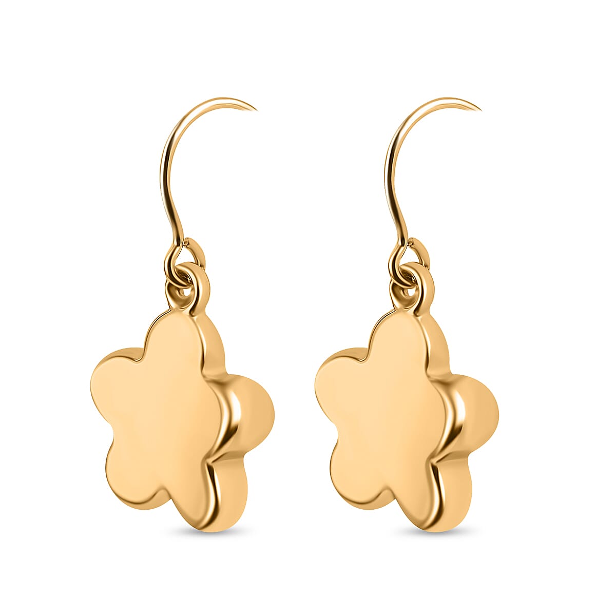 9K Yellow Gold Floral Drop Earrings 7674413 3