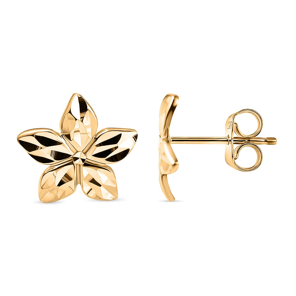 9K Yellow Gold Floral Stud Earrings 7674414 0