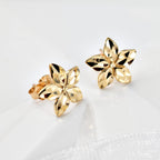 Vicenza Exclusive - 9K Yellow Gold Floral Stud Earrings