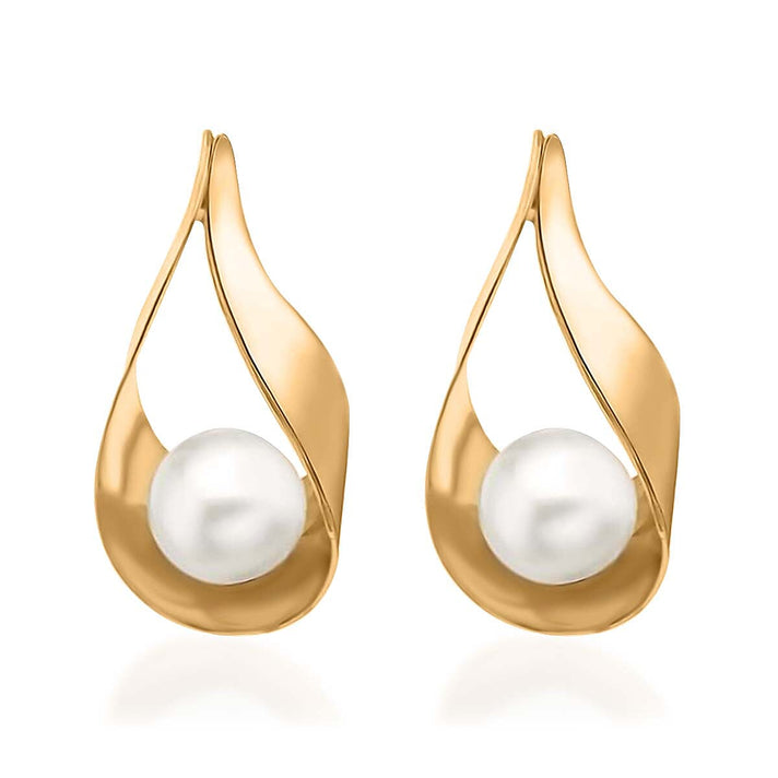 9K Yellow Gold Freshwater Pearl 7.5mm x 16.5mm Sling Stud Earrings 7078181 1