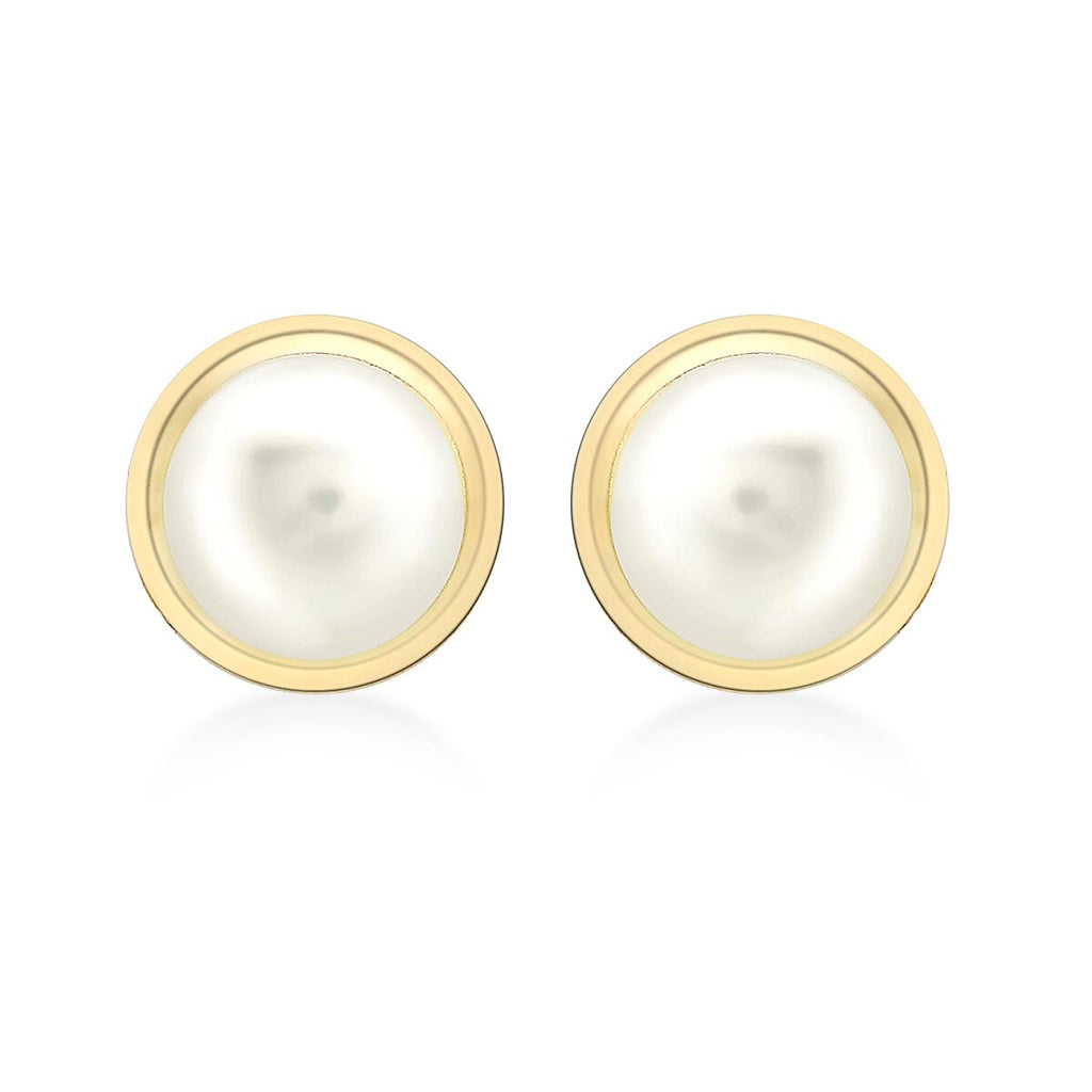 9K Yellow Gold Freshwater Pearl 7mm x 8mm Stud Earrings