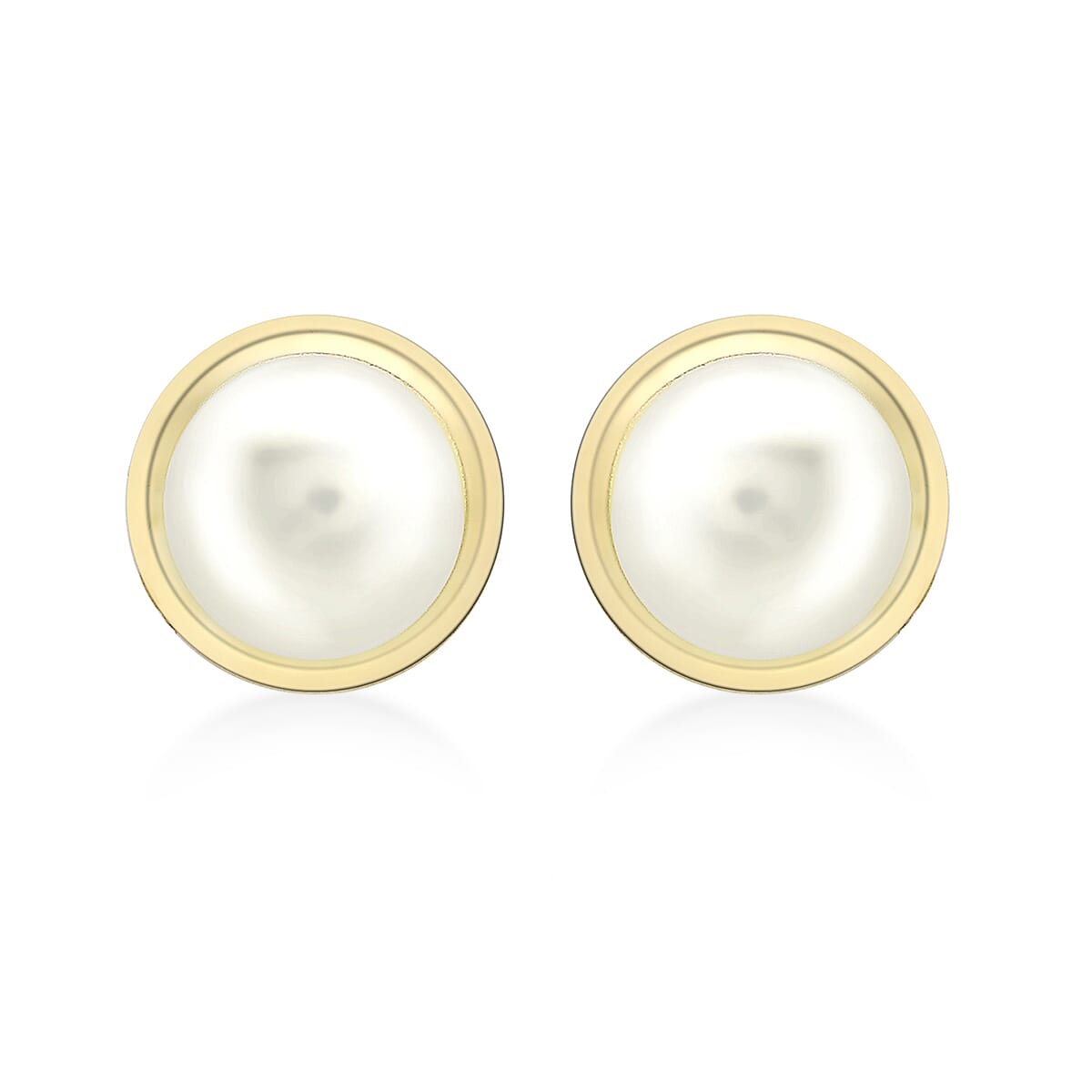 9K Yellow Gold Freshwater Pearl 7mm x 8mm Stud Earrings 7078161 0