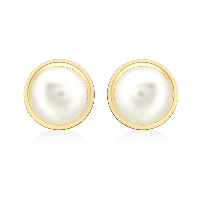 9K Yellow Gold Freshwater Pearl 7mm x 8mm Stud Earrings 7078161 1