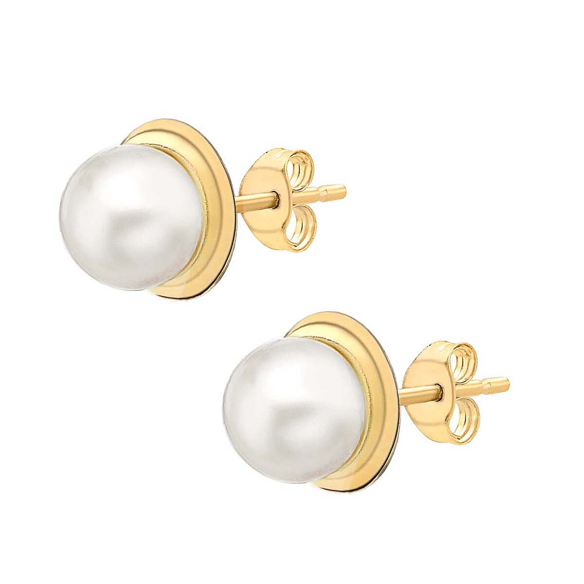 9K Yellow Gold Freshwater Pearl 7mm x 8mm Stud Earrings 7078161 1