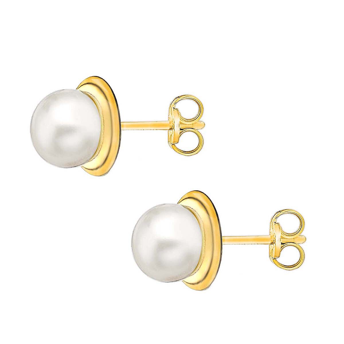9K Yellow Gold Freshwater Pearl 7mm x 8mm Stud Earrings 7078161 2