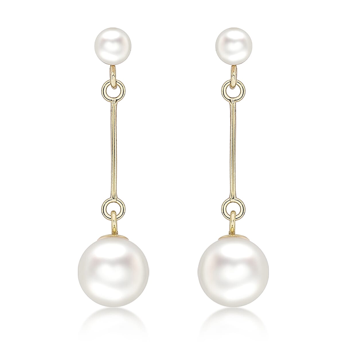 9K Yellow Gold Freshwater Pearl and Bar 7mm x 29mm Drop Earrings 7078179 0