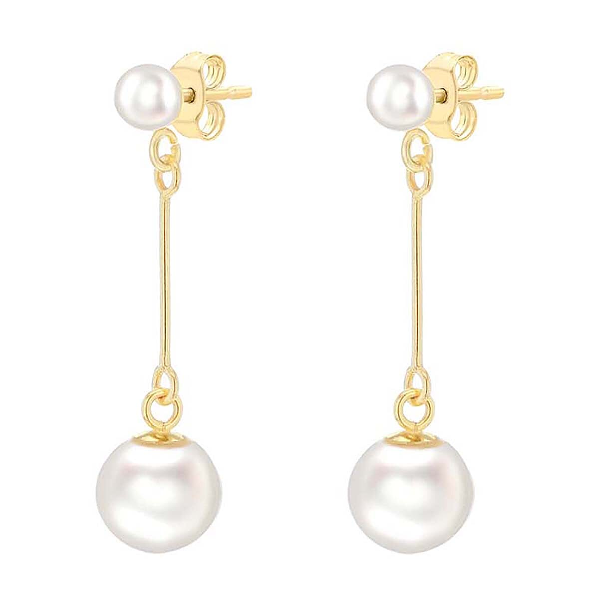 9K Yellow Gold Freshwater Pearl and Bar 7mm x 29mm Drop Earrings 7078179 1