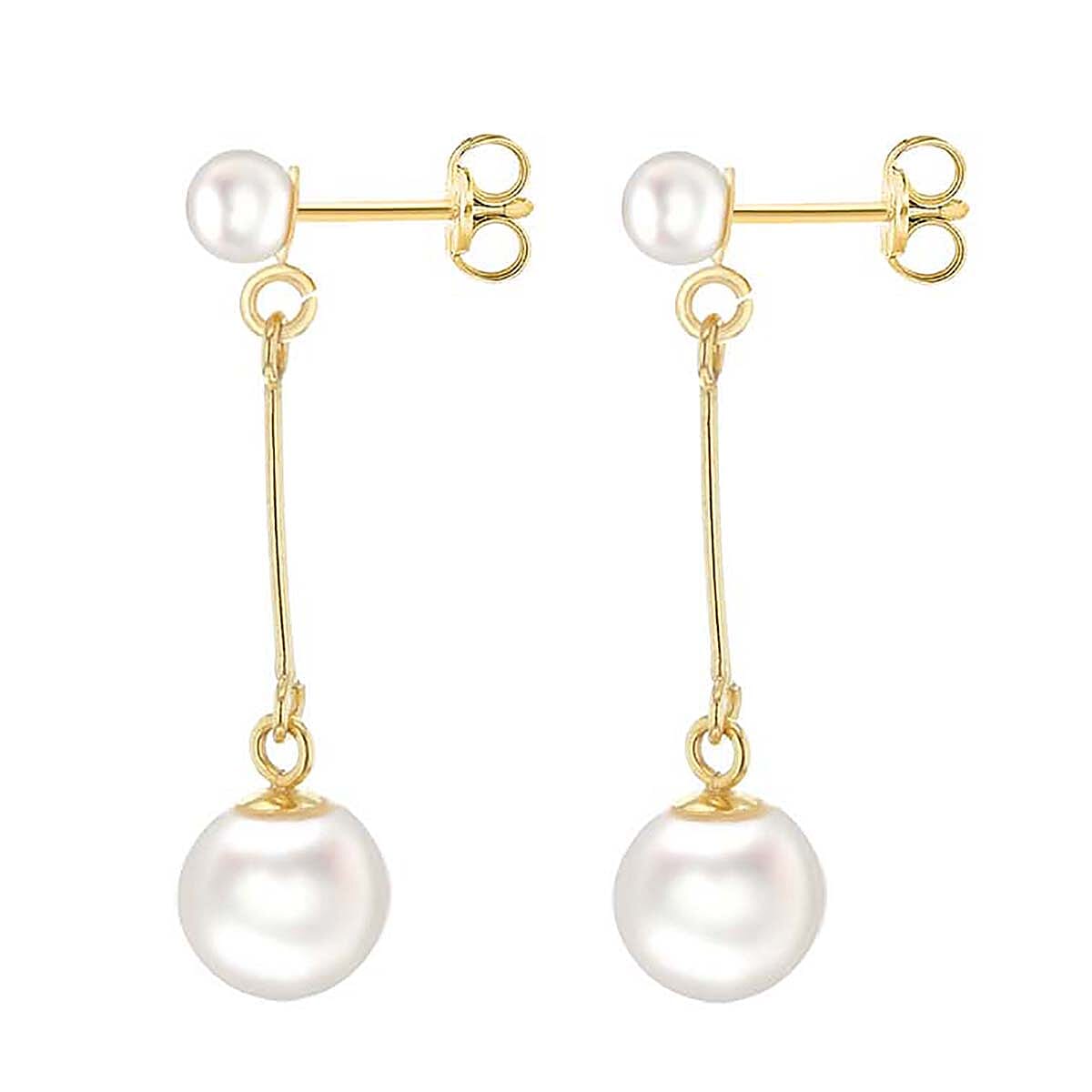 9K Yellow Gold Freshwater Pearl and Bar 7mm x 29mm Drop Earrings 7078179 2