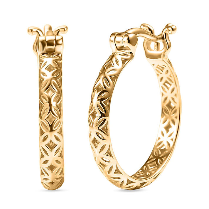 Treasure of Siam- 9K Yellow Gold Openwork Full Hoop Earring 8286820 1