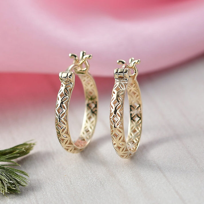 Treasure of Siam- 9K Yellow Gold Openwork Full Hoop Earring 8286820 2