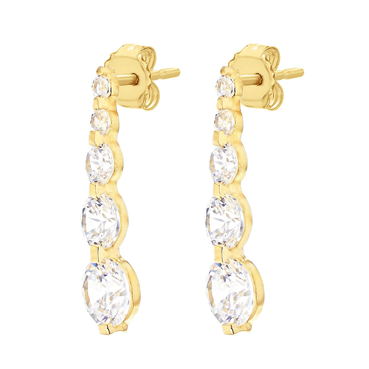9K Yellow Gold Graduated Cubic Zirconia 5mm x 19mm Drop Earrings 7078159 1