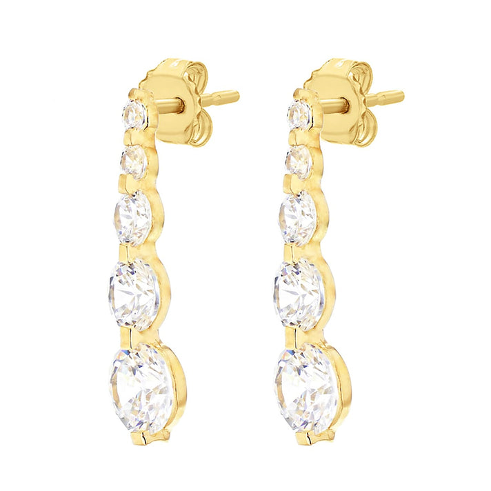 9K Yellow Gold Graduated Cubic Zirconia 5mm x 19mm Drop Earrings 7078159 2