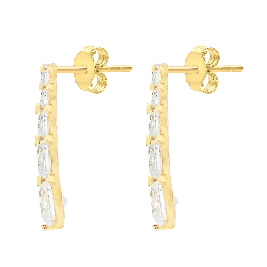 9K Yellow Gold Graduated Cubic Zirconia 5mm x 19mm Drop Earrings