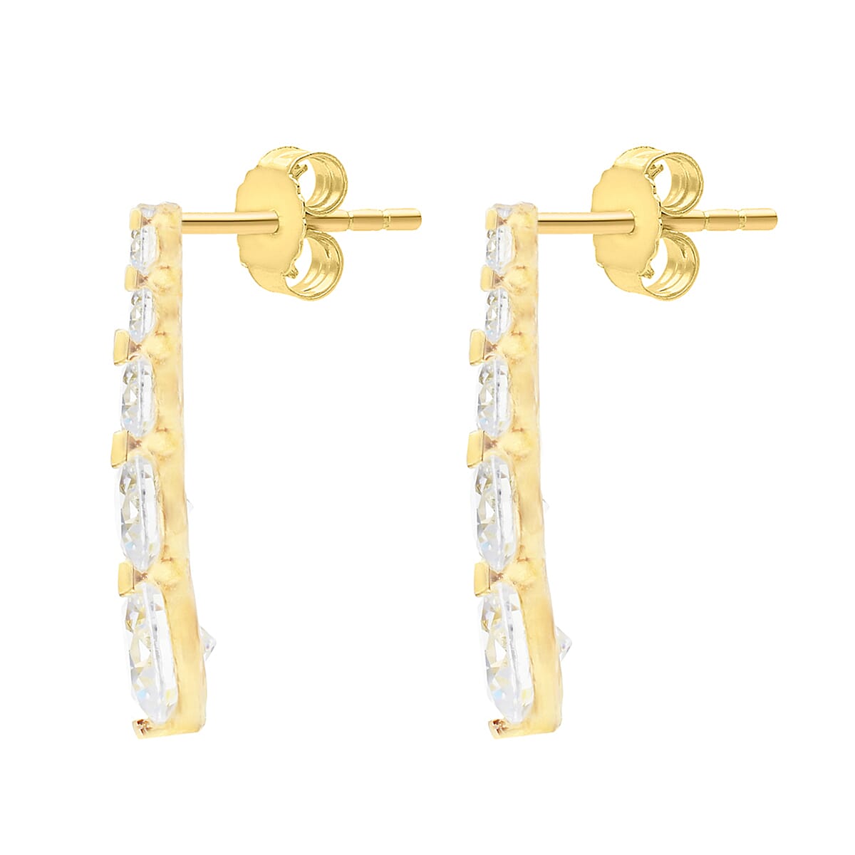 9K Yellow Gold Graduated Cubic Zirconia 5mm x 19mm Drop Earrings 7078159 2