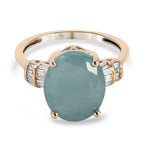 9K Yellow Gold Grandidierite and Diamond Ring 5.15 Ct.