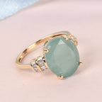 9K Yellow Gold Grandidierite and Diamond Ring 5.15 Ct.