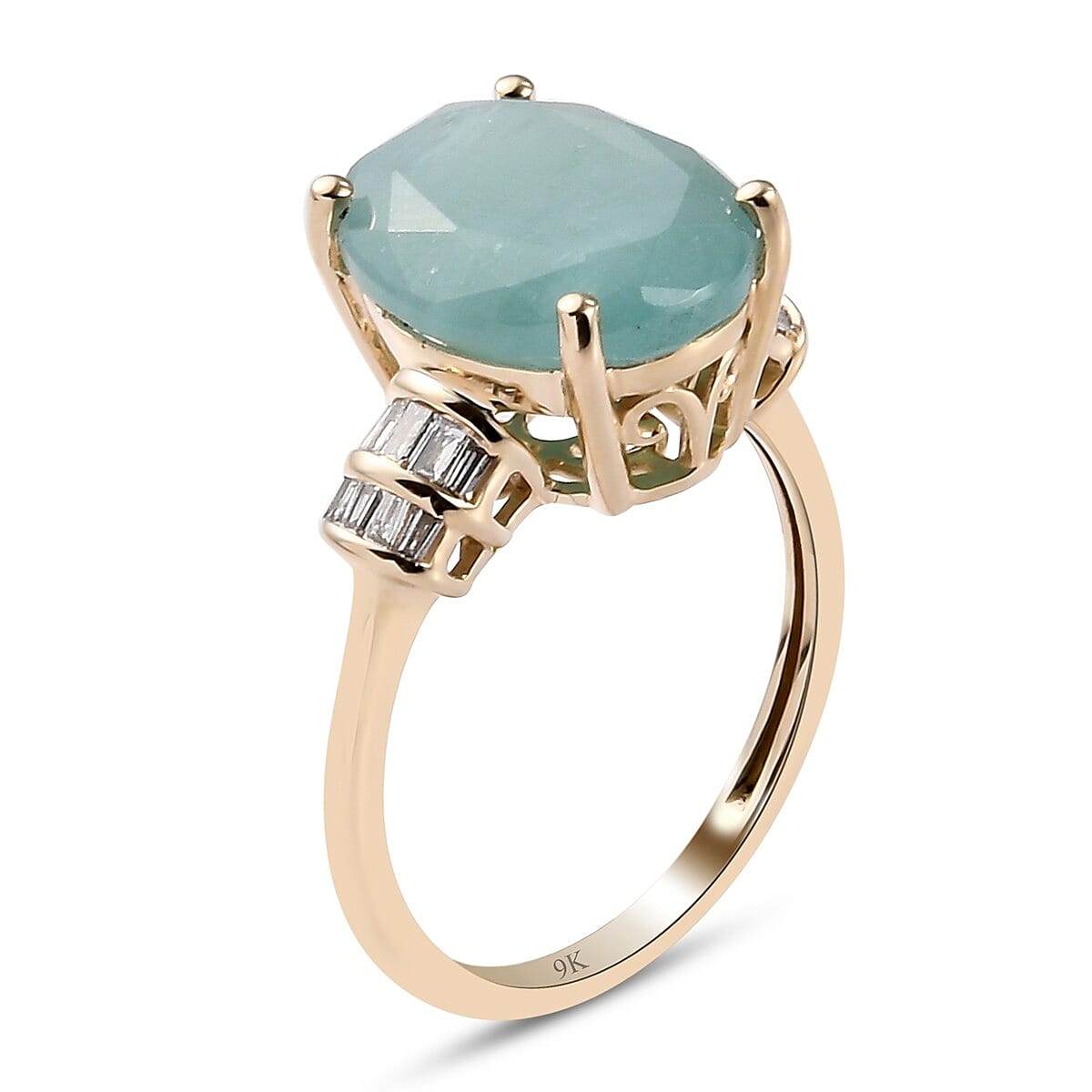 9K Yellow Gold Grandidierite and Diamond Ring 5.15 Ct. 3775688 4