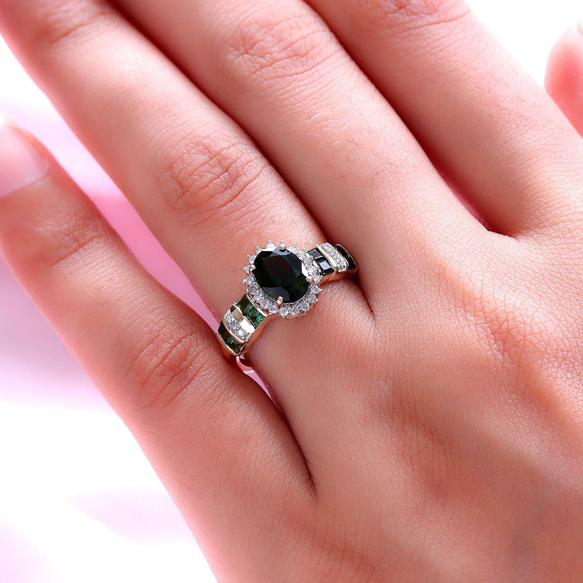 9K Yellow Gold Green Tourmaline and Diamond Ring 1.71 Ct. 7074159 3