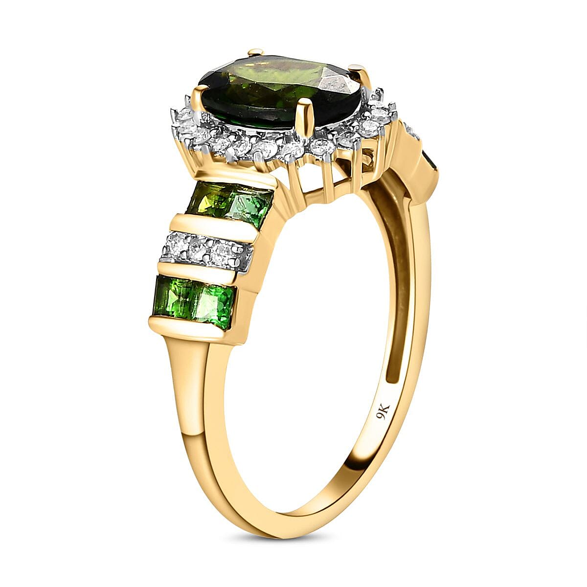 9K Yellow Gold Green Tourmaline and Diamond Ring 1.71 Ct. 7074159 4