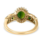 9K Yellow Gold Green Tourmaline and Diamond Ring 1.71 Ct.
