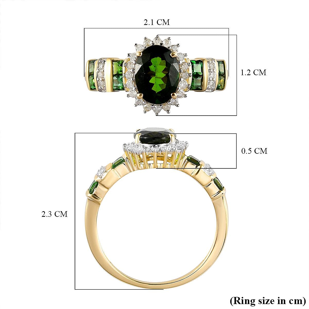 9K Yellow Gold Green Tourmaline and Diamond Ring 1.71 Ct. 7074159 6