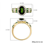 9K Yellow Gold Green Tourmaline and Diamond Ring 1.71 Ct.