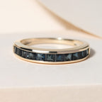 9K Yellow Gold Indicolite Half Eternity Ring 1.08 Ct.