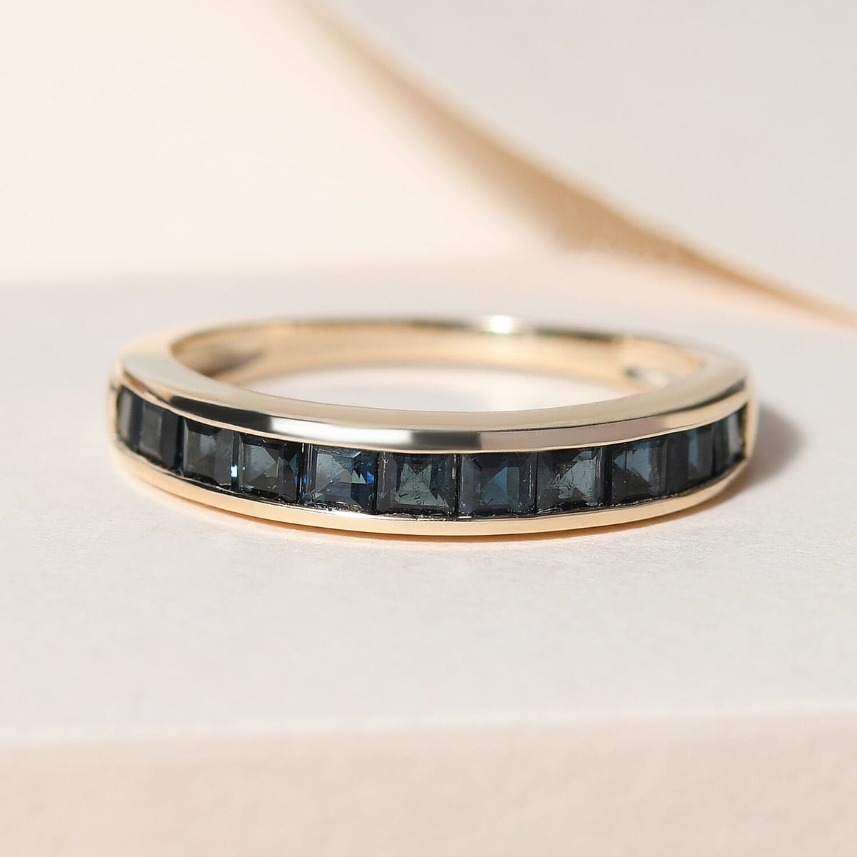 9K Yellow Gold Half Eternity Wedding Band Ring AA Monte Belo Indicolite 1 Ct. 8734219 2