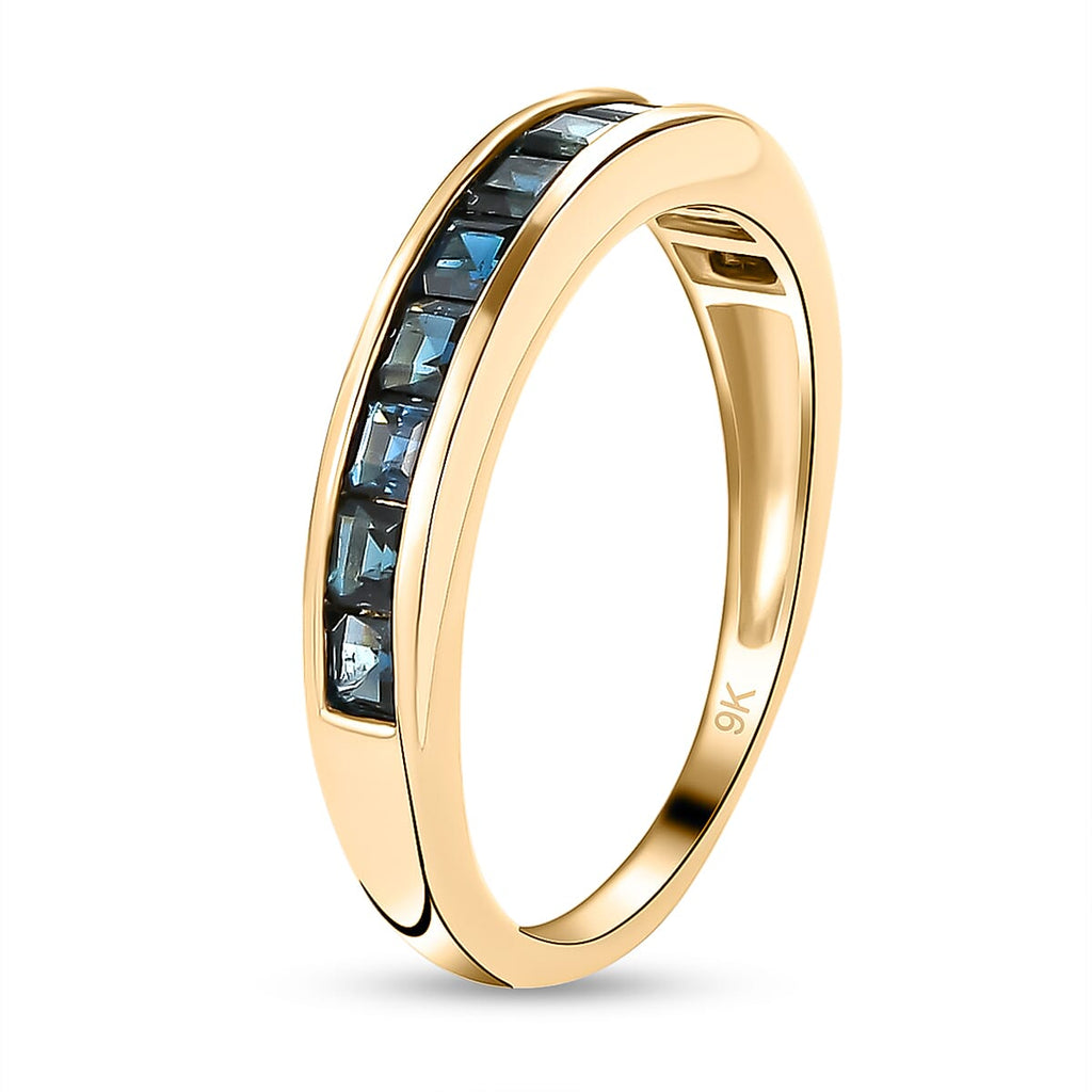 9K Yellow Gold Indicolite Half Eternity Ring 1.08 Ct.