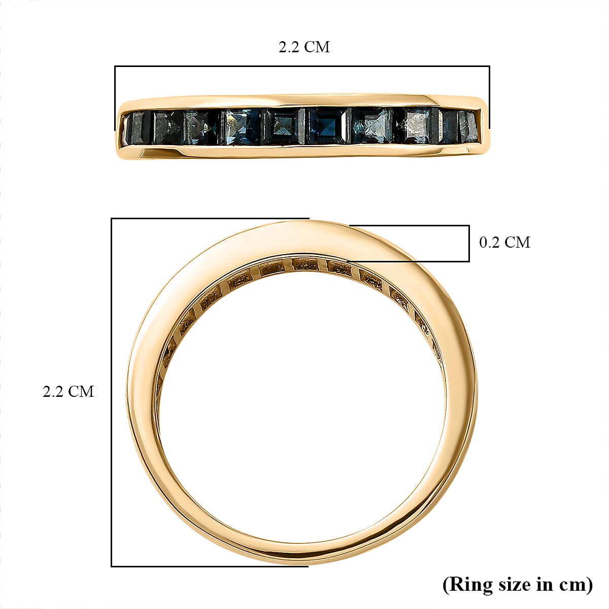 9K Yellow Gold Half Eternity Wedding Band Ring AA Monte Belo Indicolite 1 Ct. 8734219 6